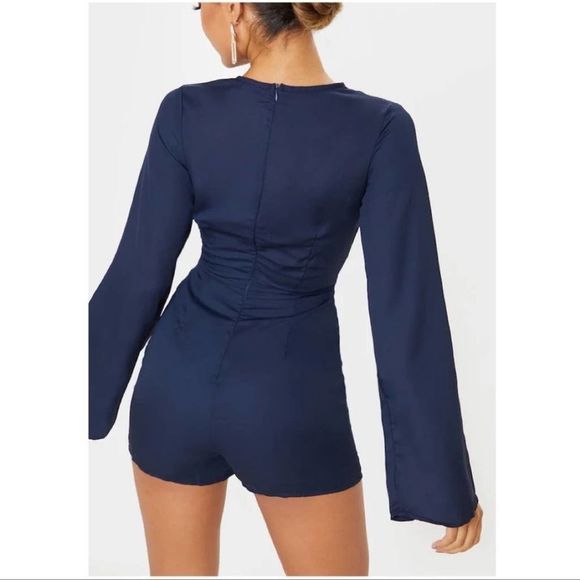 PrettyLittleThing Navy Blue Twist Front Short Rompers Sexy Club Wear Sz 6 - Picture 2 of 11